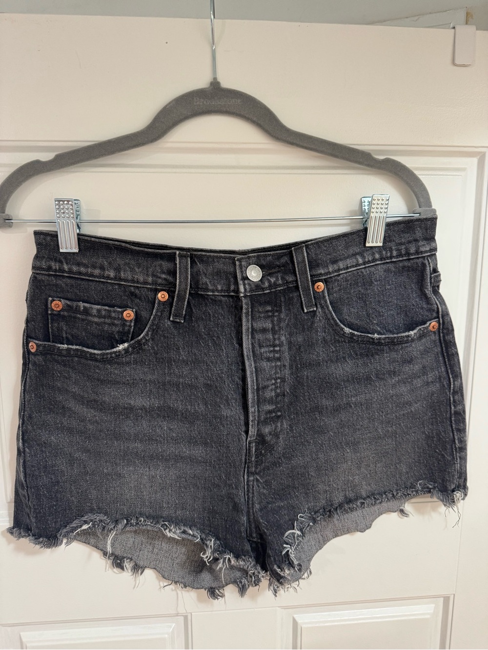 Levi's Black Washed Denim Cutoff Shorts